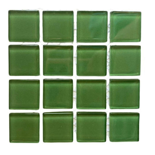 Mosaic Tiles -Single Sheet Forest Green Glass 23x23mm