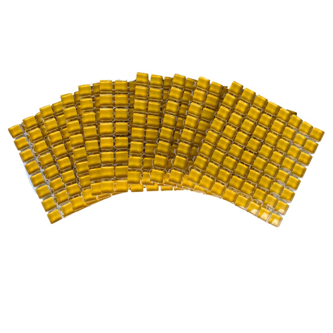 Mosaic Tiles - 10 x sheets of Yellow Glass 10x10mm