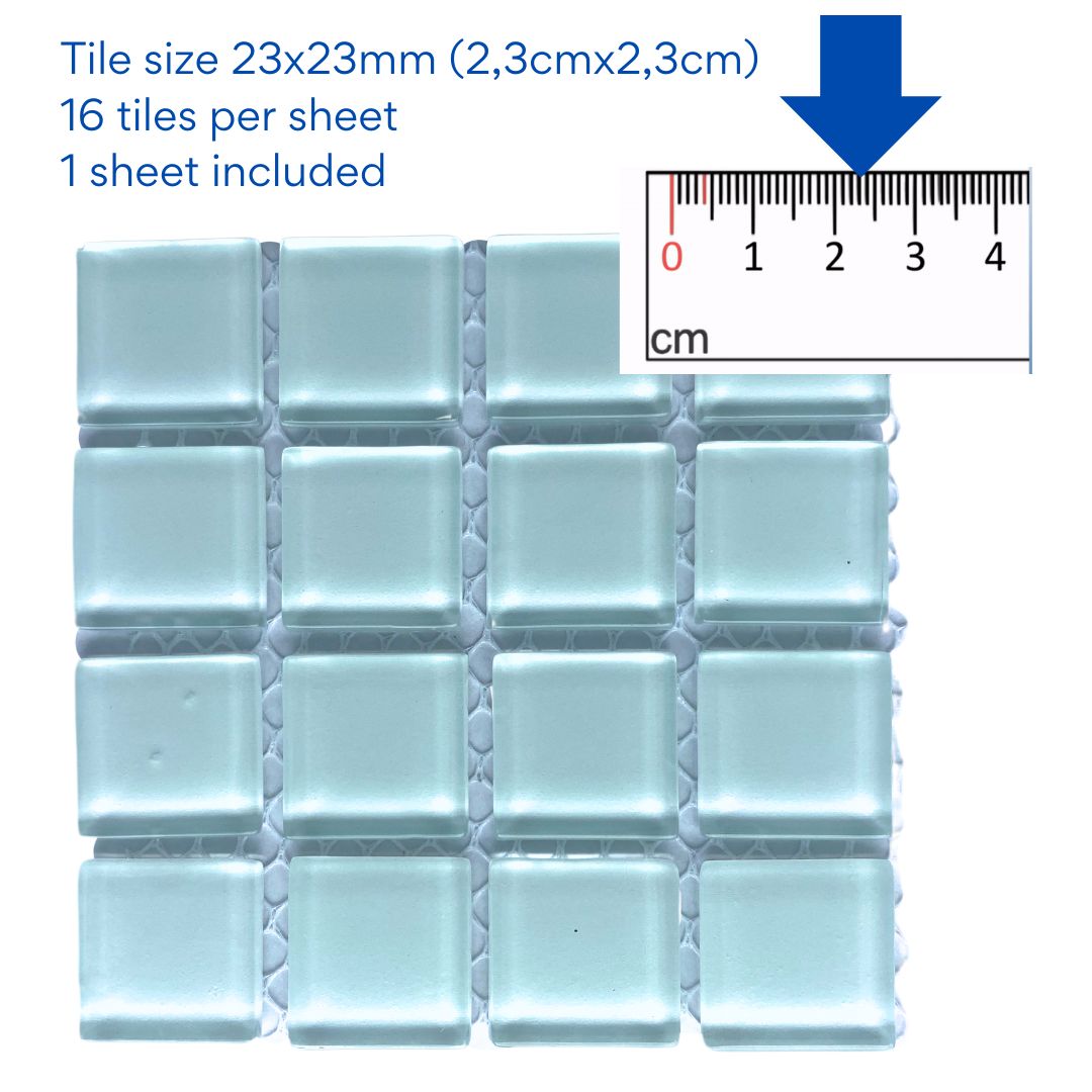 Mosaic Tiles -  Single Sheet White Glass 23x23mm