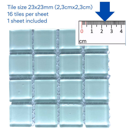 Mosaic Tiles -  Single Sheet White Glass 23x23mm