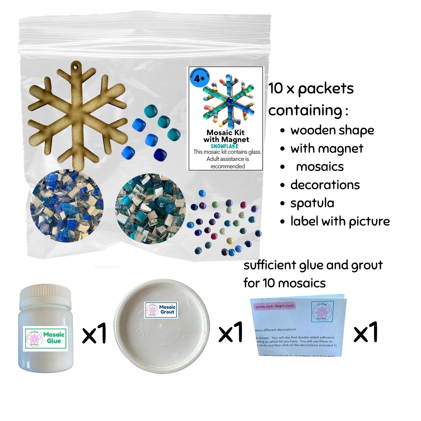 Mosaic Craft Kit with Magnet - Snowflake (Small)