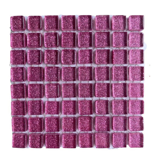 Mosaic Tiles - Single Sheet Pink Glitter 10x10mm