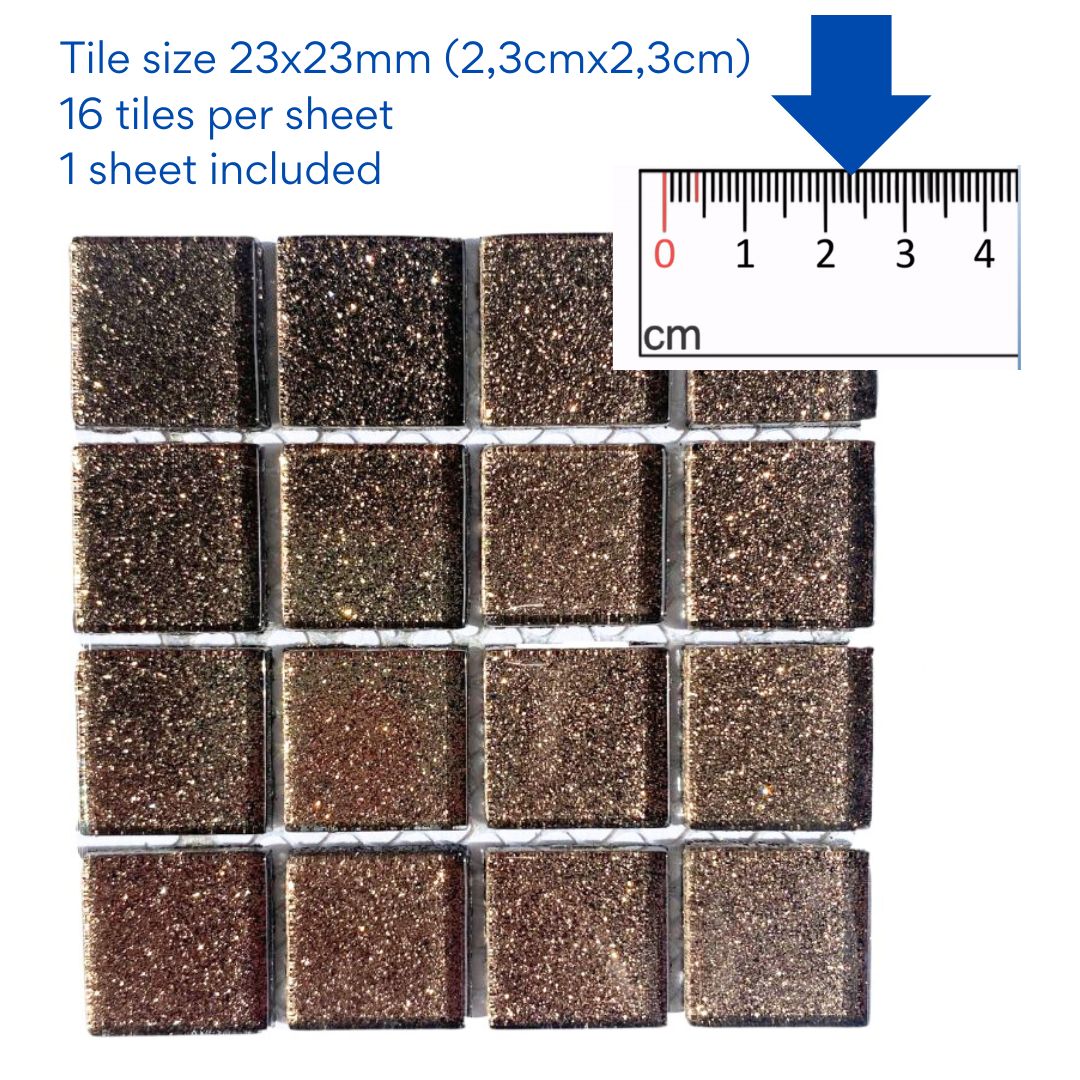 Mosaic Tiles - Single Sheet Glitter Brown 23x23mm