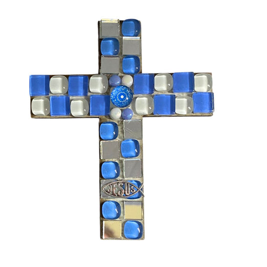 Mosaic Craft Kit with Magnet-Light Blue Cross (Small)