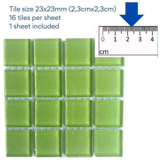 Mosaic Tiles - Single Sheet Lime Green Glass 23x23mm