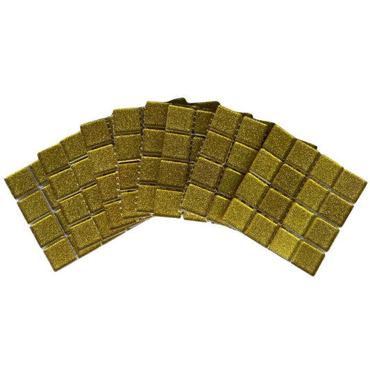 Mosaic Tiles - 10 x sheets of Sunflower Gold Glitter 23x23mm