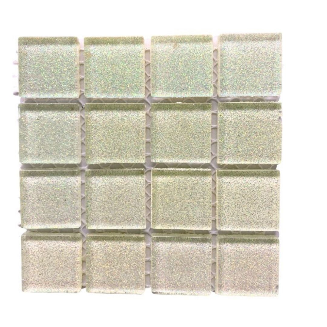 Mosaic Tiles -  Single Sheet White Glitter 23x23mm