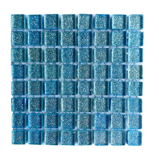 Mosaic Tiles - Single Sheet Ocean Soft Blue Glitter 10x10mm