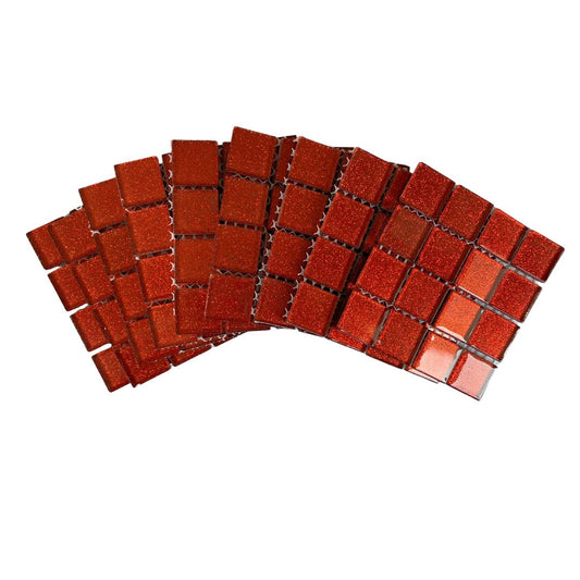 Mosaic Tiles - 10 x sheets of Red Glitter 23x23mm