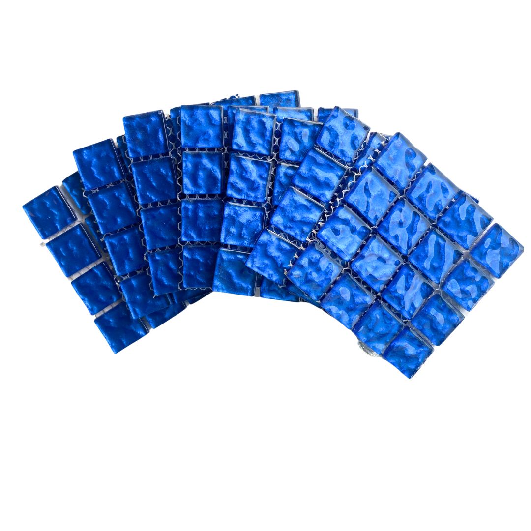 Mosaic Tiles - 10 x sheets of  Royal Blue Metallic Ripple 23x23mm