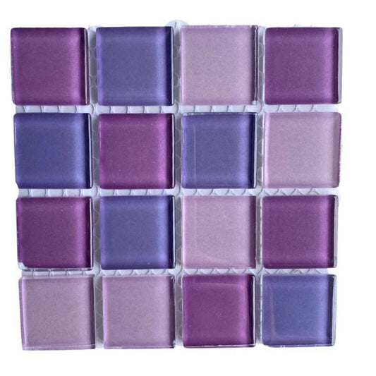 Mosaic Tiles - Single Sheet Mixed Purple Glass 23x23mm