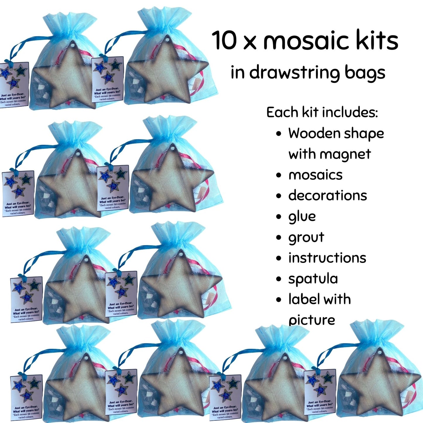 Mosaic Craft Kit with Magnet - Turquoise Star  (Small)