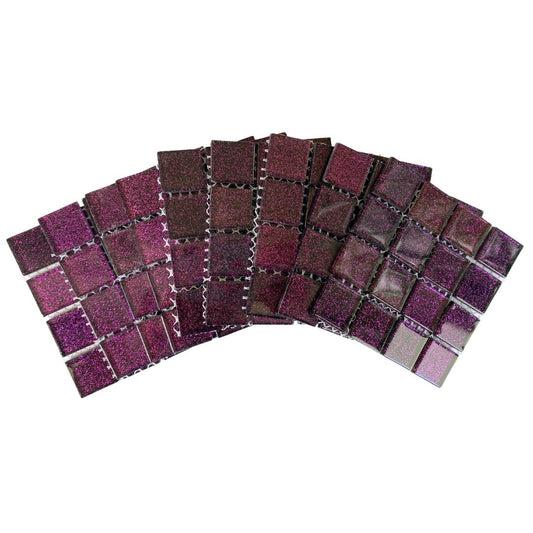 Mosaic Tiles - 10 x sheets of Purple Glitter 23x23mm