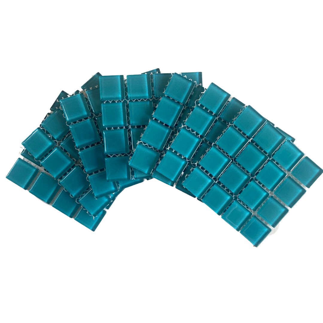 Mosaic Tiles -10 x sheets of Deep Turquoise Crystal 23x23mm