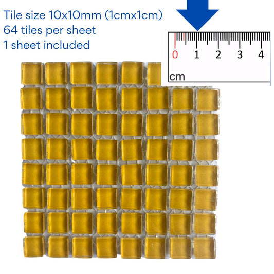 Mosaic Tiles -  Single Sheet Yellow Glass 10x10mm