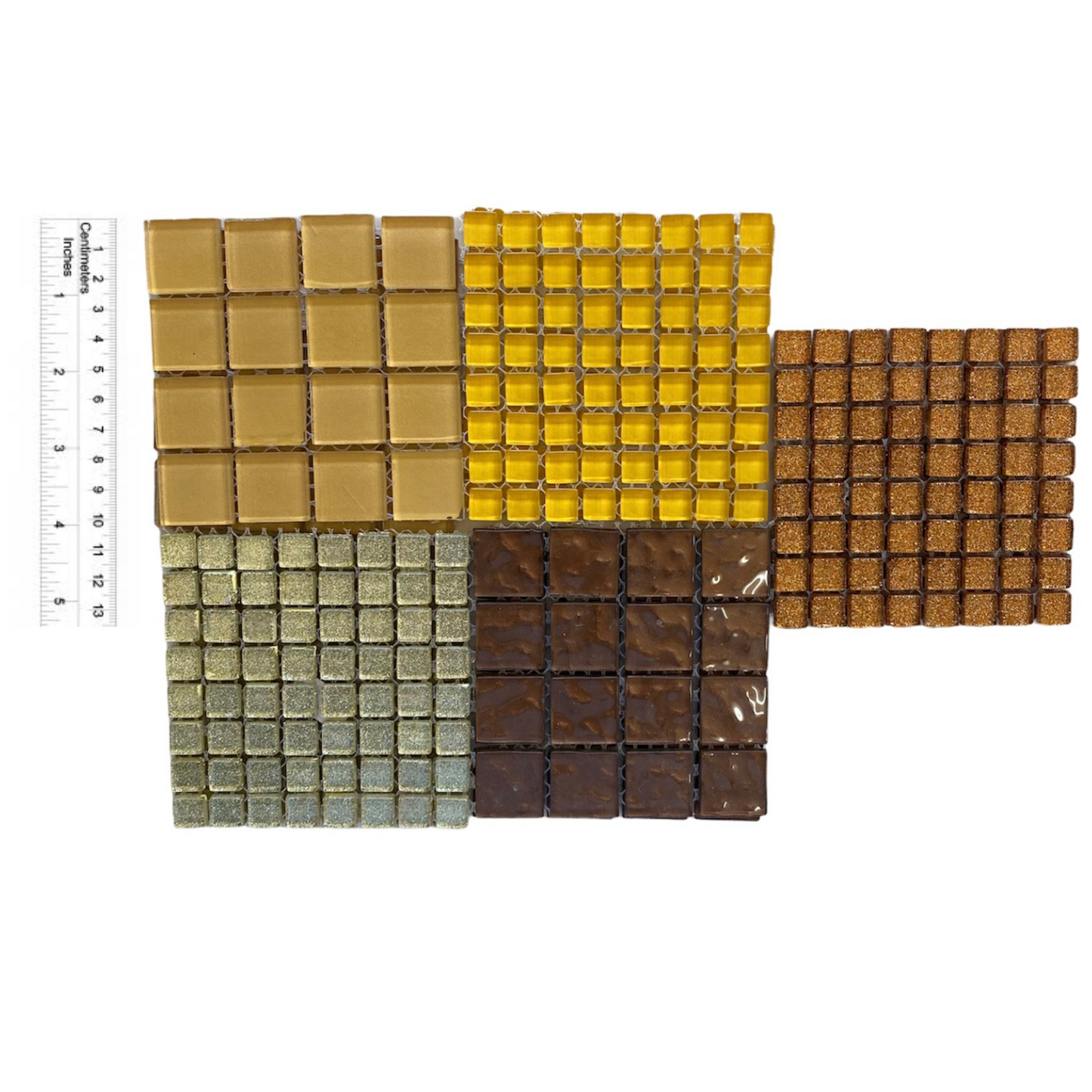 Mosaic Tiles - 10 x sheets of  Brown, Gold, Yellow and Cream