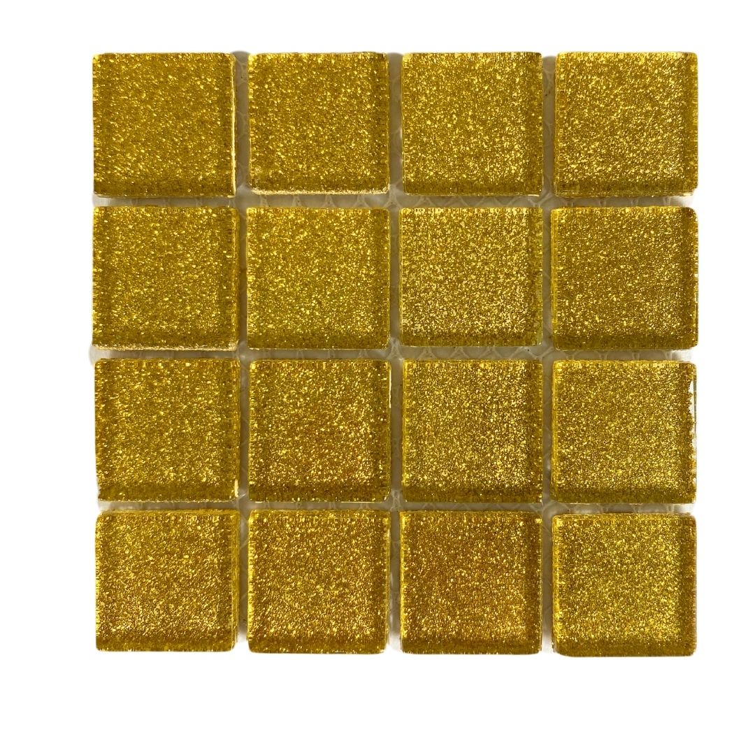 Mosaic Tiles -  Single Sheet Sunflower Gold Glitter 23x23mm