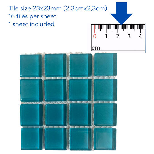 Mosaic Tiles -Single Sheet Deep Turquoise Glass