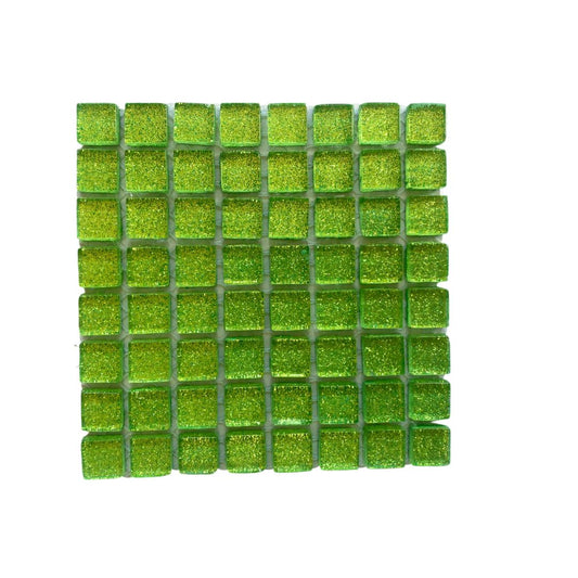 Mosaic Tiles- Single Sheet Lime Green Glitter (10x10mm)