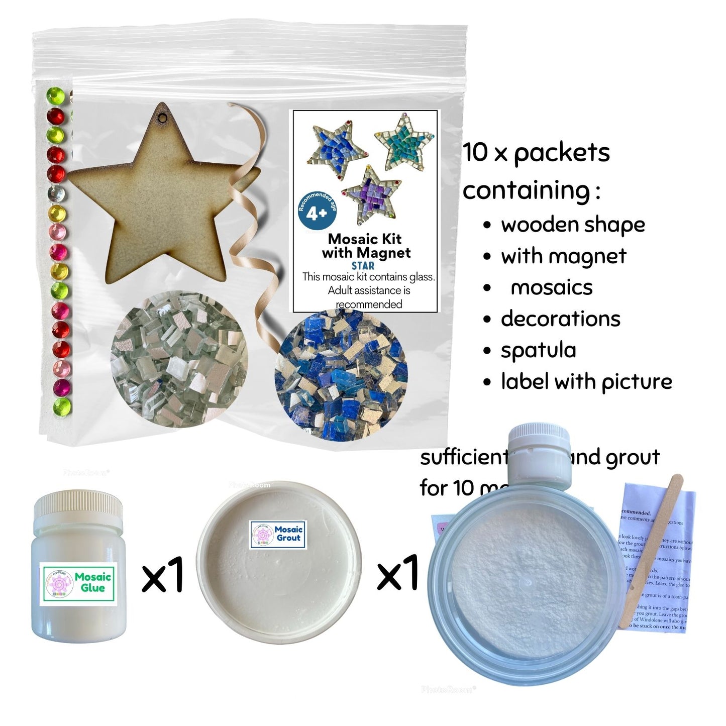 Mosaic Craft Kit with Magnet - Blue Star (Small)