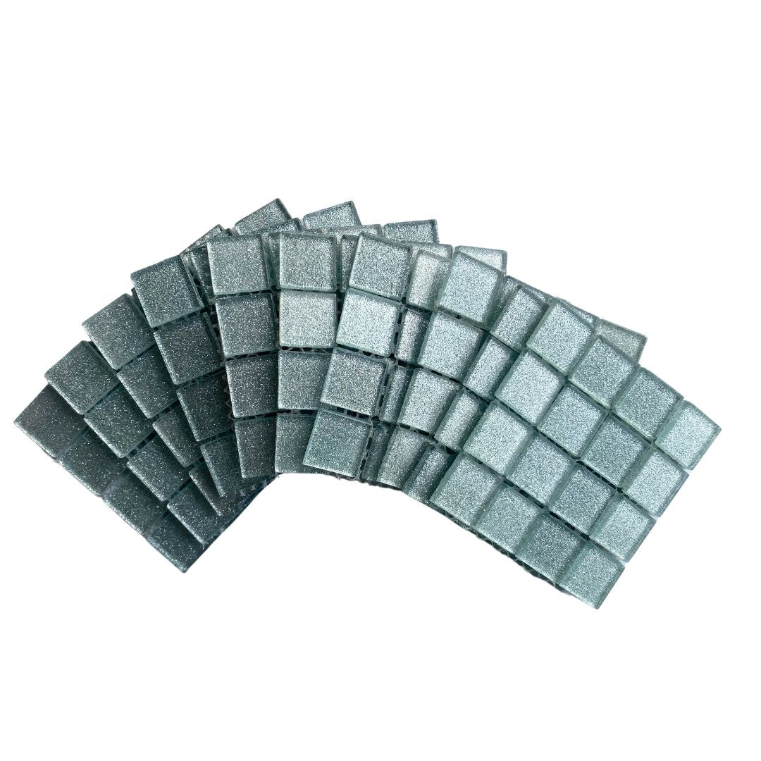 Mosaic Tiles - 10 x sheets of Silver Glitter 23x23mm