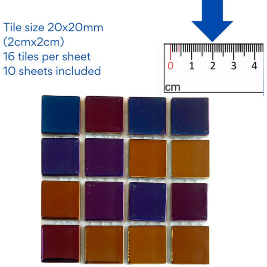 Mosaic Tiles - 10 x sheets of  Metallic (blue, gold, purple)