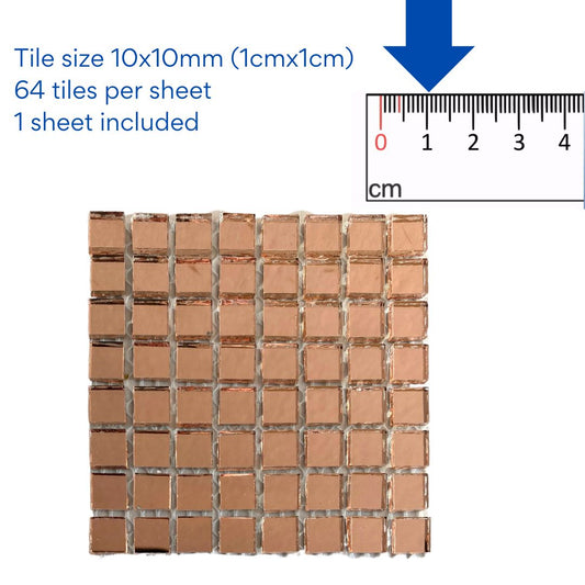 Mosaic Tiles - Single Sheet Rose Gold Mirror 10x10mm