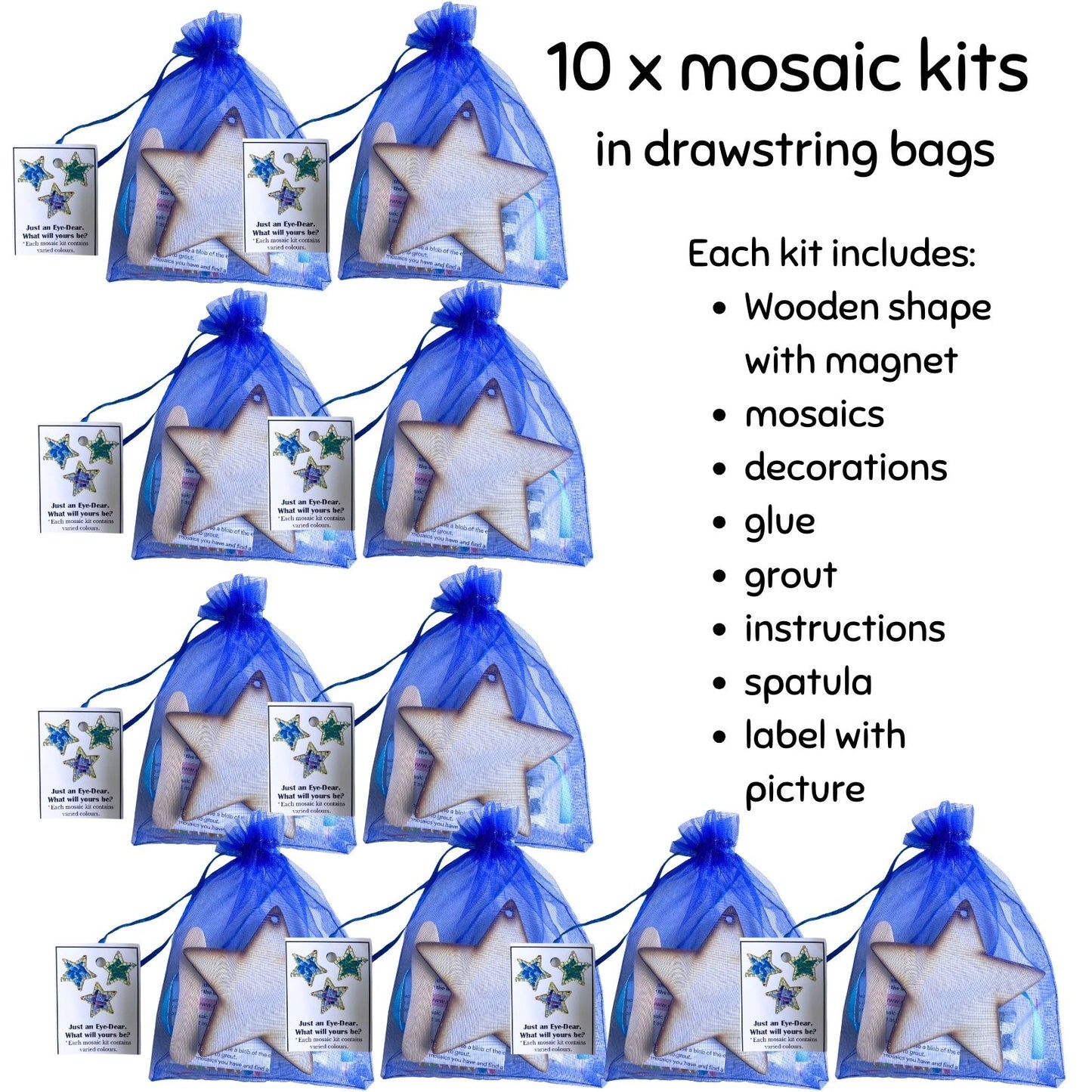 Mosaic Craft Kit with Magnet - Blue Star (Small)