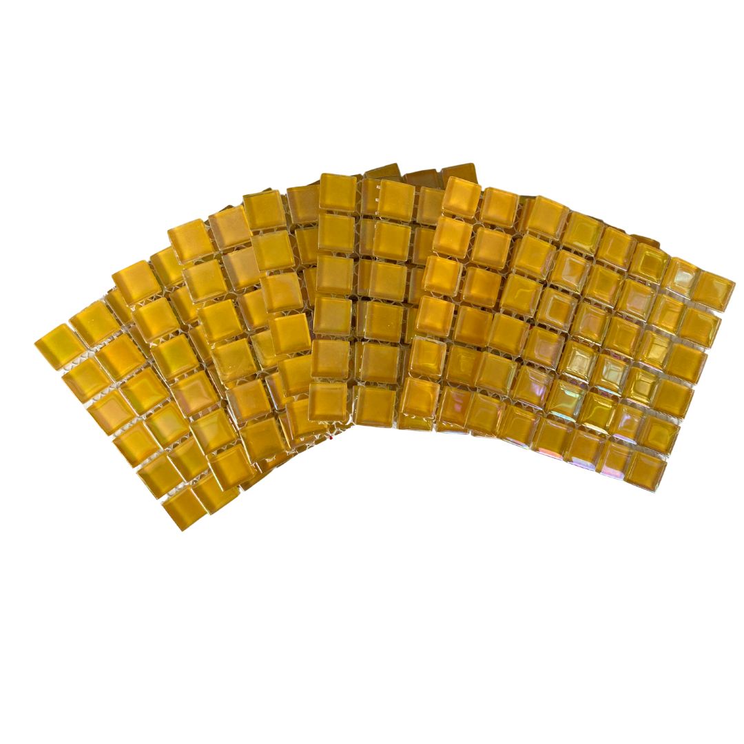 Mosaic Tiles - 10 x sheets of Yellow Pearl 15x15mm