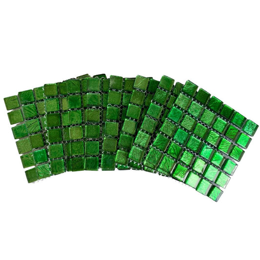 Mosaic Tiles - 10 x sheets of Green Gold Leaf 15x15mm