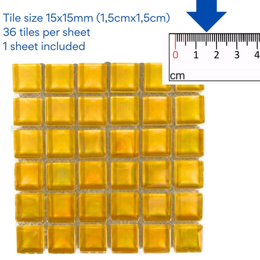 Mosaic Tiles -  Single Sheet Yellow Pearl 15x15mm