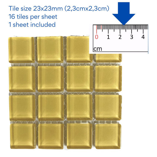 Mosaic Tiles -  Single Sheet Yellow Summer Sun 23x23mm