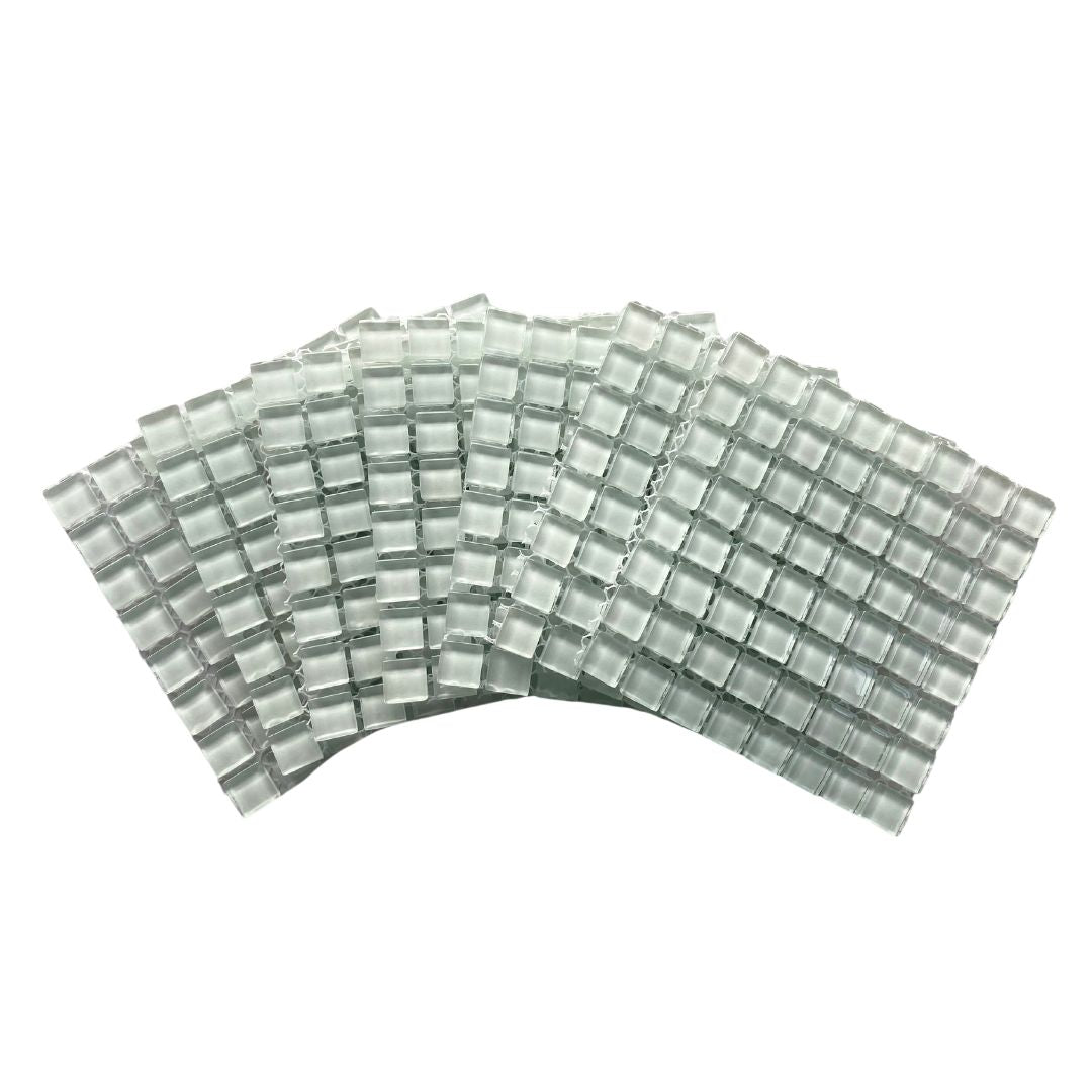 Mosaic Tiles - 10 x sheets of White Glass 10x10mm