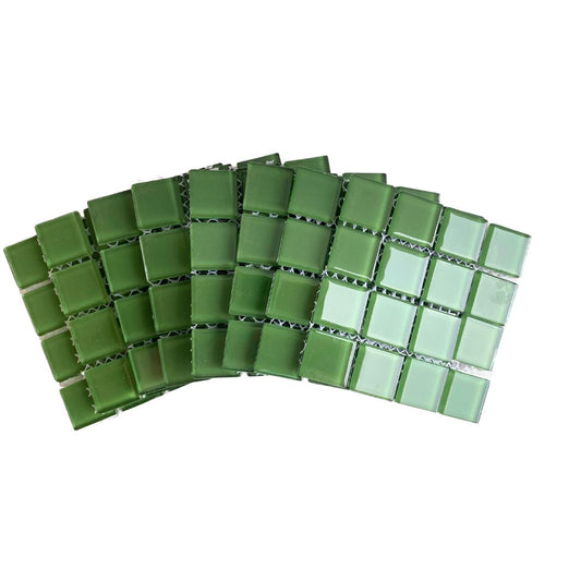 Mosaic Tiles - 10 x sheets of Forest Green Glass 23x23mm