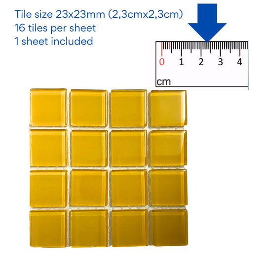 Mosaic Tiles -  Single Sheet Sunflower Yellow 23x23mm