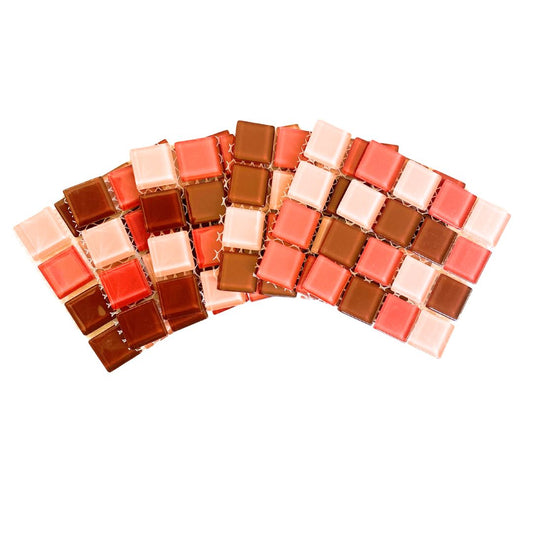 Mosaic Tiles - 10 x sheets of Strawberry Mix Glass 23x23mm