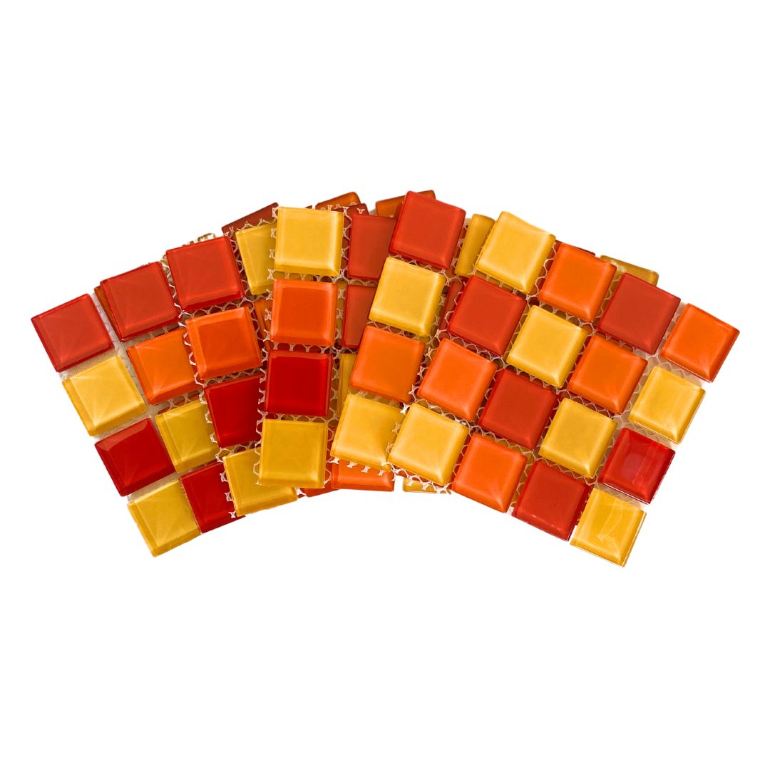 Mosaic Tiles - 10 x sheets of Sunset Mix Glass 23x23mm