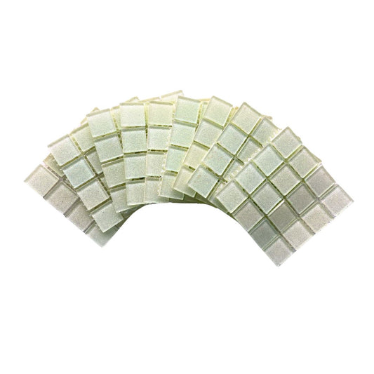 Mosaic Tiles - 10 x sheets of White Glitter 23x23mm