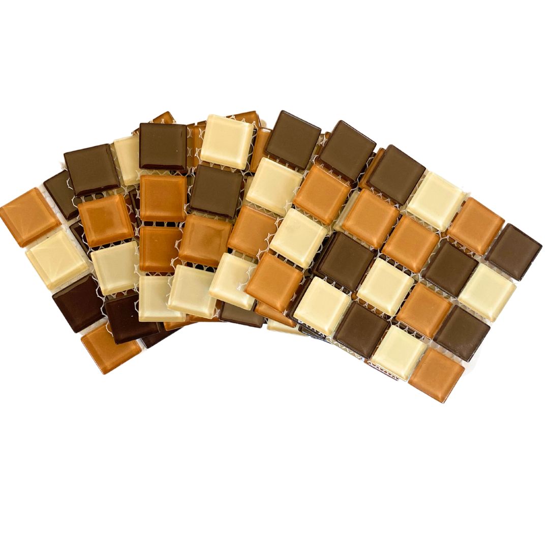 Mosaic Tiles - 10 x sheets of Autumn Brown Mix Glass 23x23mm