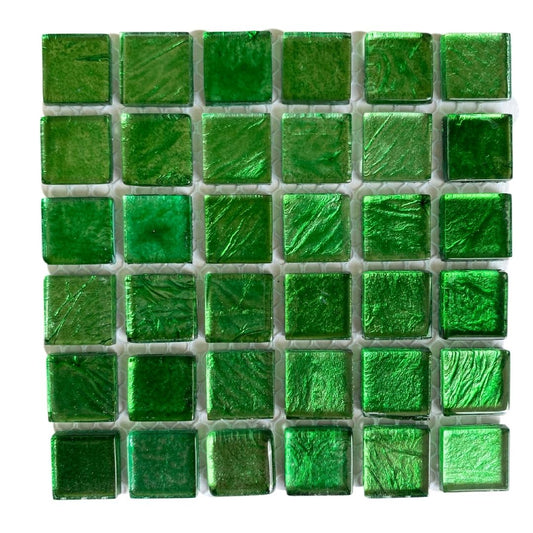 Mosaic Tiles - Single Sheet Green Gold Leaf 15x15mm