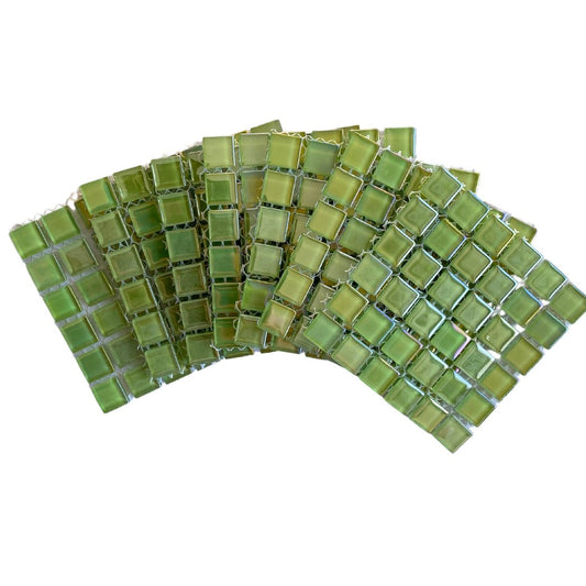 Mosaic Tiles- 10 x sheets of Citrus Green Pearl 15x15mm