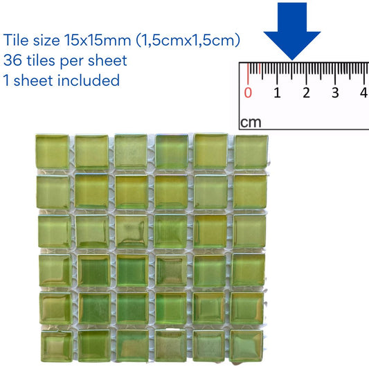 Mosaic Tiles -  Sheet Citrus Green Pearl 15x15mm