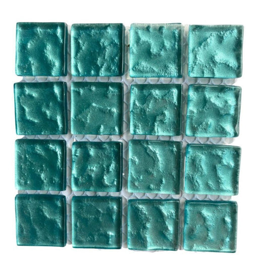 Mosaic Tiles - Single Sheet Turquoise Metallic Ripple23x23mm