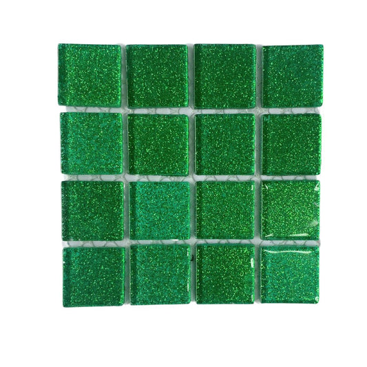 Mosaic Tiles -  Single Sheet Emerald Green Glitter 23x23mm