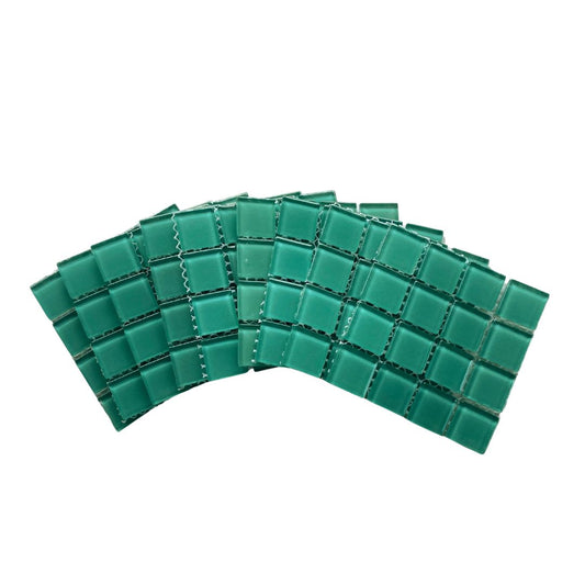 Mosaic Tiles - 10 x sheets of Turquoise Glass 23x23mm