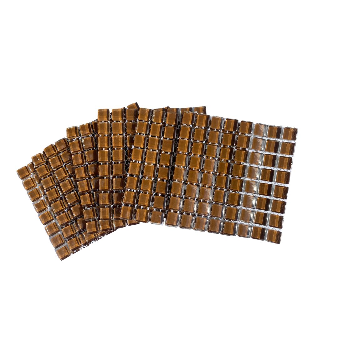 Mosaic Tiles- 10 x sheets of Brown Glass 10x10mm