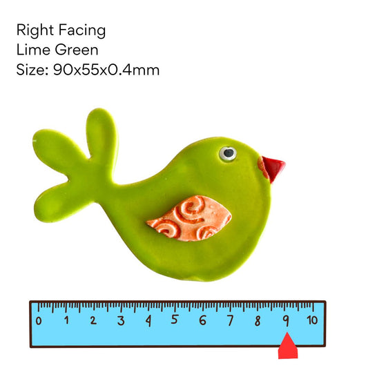 Bird 4- Lime Green Right Facing Pottery Bird (90x55x0.4mm)