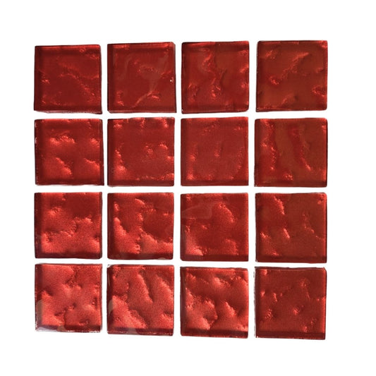 Mosaic Tiles - Single Sheet Red Metallic Ripple 23x23mm