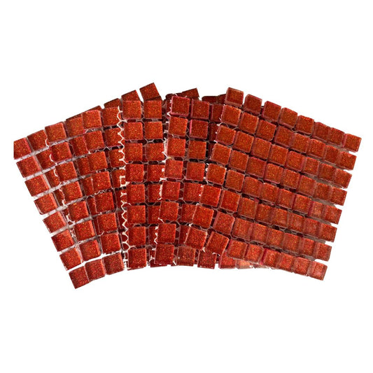 Mosaic Tiles - 10 x sheets of Red Glitter 10x10mm