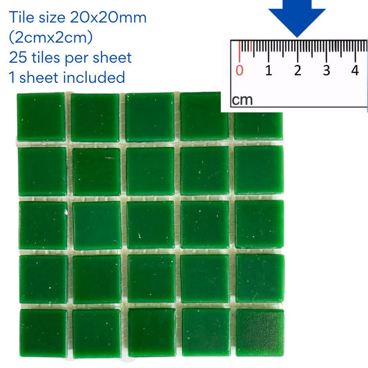 Mosaic Tiles - Single Sheet Green Matt 20x20mm